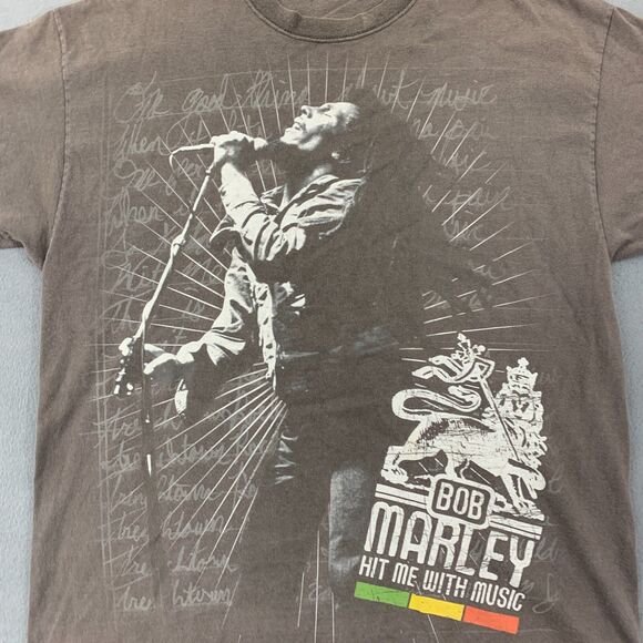 BOB MARLEY Hit Me with Music T Shirt Adult Large Y2K Faded Crewneck - Picture 2 of 16
